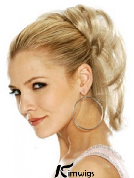 Hairpieces Clip In Blonde Color Straight Style With Synthetic