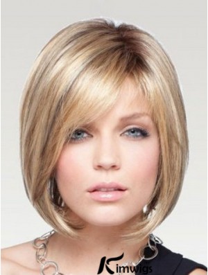 Bob Wigs Remy Real Chin Length Blonde Color Straight Style