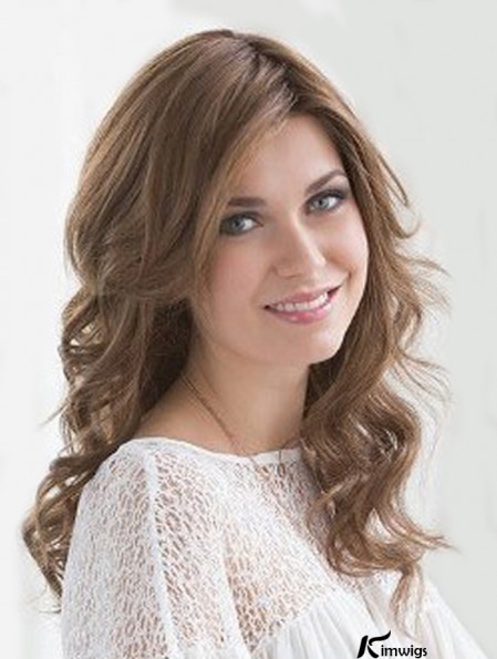 Trendy Brown Long Wavy Layered Real Hair Wigs