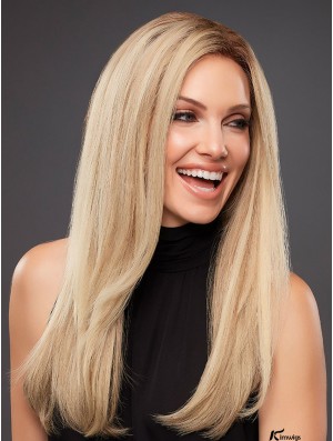 Platinum Blonde Without Bangs Straight 18 inch Real Hair Wig