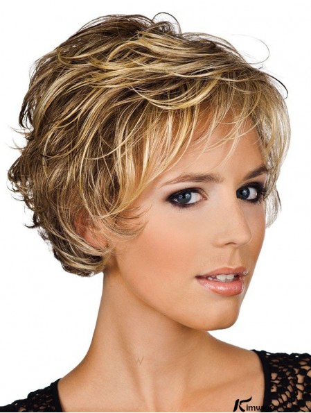 Real Hair Wigs UK Layered Cut Wavy Style Short Length