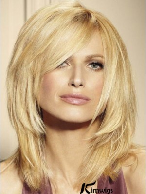 100% Real Hair Wigs Blonde Color Shoulder Length Layered Cut