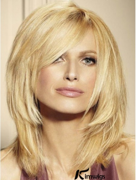 100% Real Hair Wigs Blonde Color Shoulder Length Layered Cut