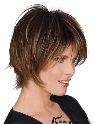 Real Real Hair Wigs With Capless Layered Cut Short Length