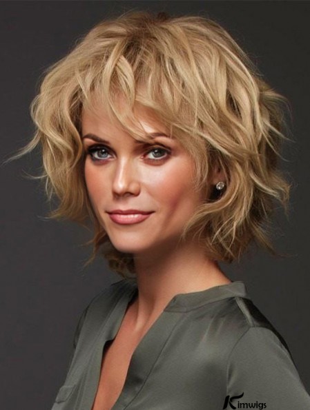 Blonde Layered Curly 12 inch Realhair Wigs