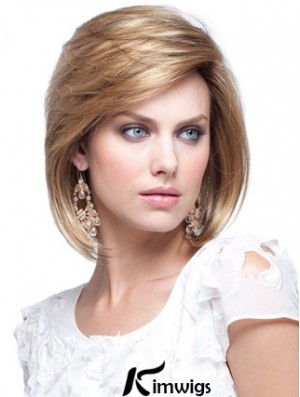 Real Hair Bob Wigs Chin Length Capless Blonde Color Bobs Cut