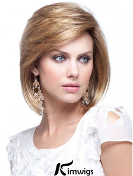 Real Hair Bob Wigs Chin Length Capless Blonde Color Bobs Cut