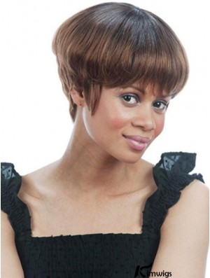 Brown Boycuts Straight 4 inch Real Wigs