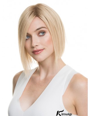 Wigs Bobs 100% Hand Tied Blonde Color Chin Length Straight Style