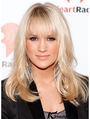 Carrie Underwood Blonde Wigs With Cangs Lace Front Shoulder Length