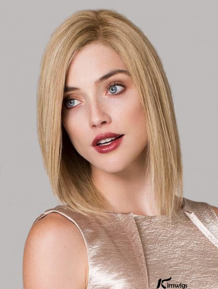 Long Bob Wigs Remy Real 100% Hand Tied Shoulder Length