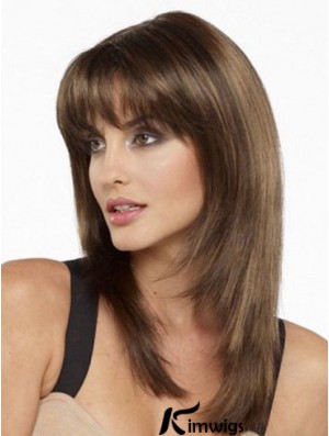 Best Real Silky Straight Real Hair With Bangs Capless Shoulder Length
