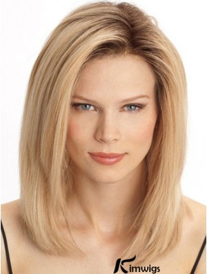 Cheap Monofilament Real Hair Wigs Sale Blonde Color Shoulder Length