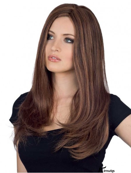 Natural Real Hair Straight Feminine Wig With Monofilament Long Lengh