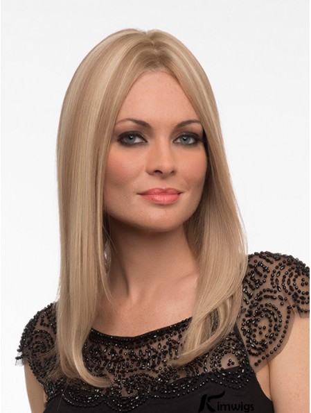 Real Hair Monofilament Wig Monofilament Straight Style Blonde Color