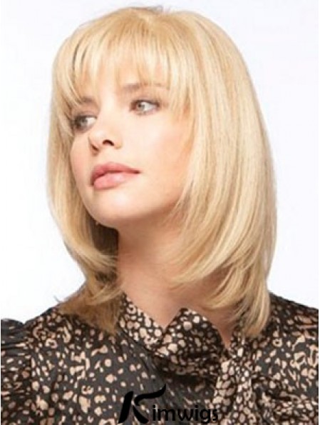 Real Hair Monofilment Wigs With Bangs Monofilament Straight Style
