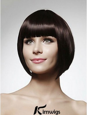 Cheap Real Bob Wigs Chin Length Bobs Cut Black Color Straight Style