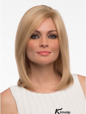 Straight Real Hair Straight Style Shoulder Length Blonde Color