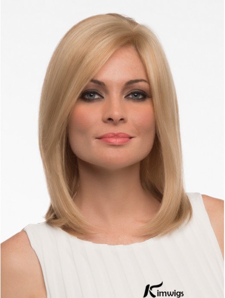 Straight Real Hair Straight Style Shoulder Length Blonde Color