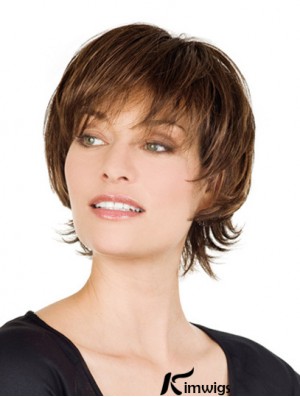 Monofilament Real Hair Wigs Sale Lace With Bangs Front Short Length