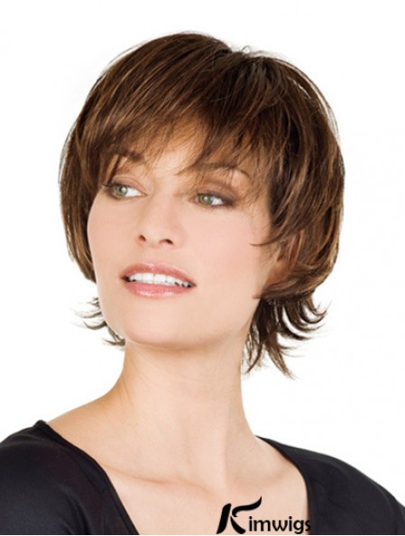 Monofilament Real Hair Wigs Sale Lace With Bangs Front Short Length