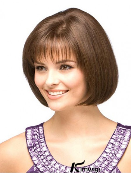 Cheap Real Bob Wigs With Monofilament Chin Length Auburn Color