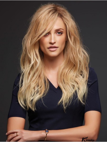 Remy Real 100% Hand Tied Blonde Wavy Real Hair Monofilament Topper