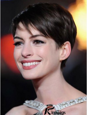 Remy Real Boycuts Lace Front Cropped Brown Anne Hathaway Wigs