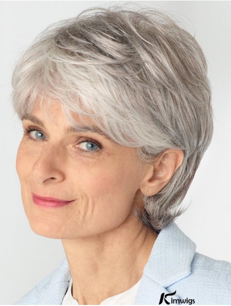 Ladies Grey Wigs With Lace Front Remy Real Straight Style