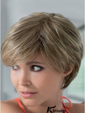 Mono Real Hair Wigs With Lace Front Short Length Boycuts