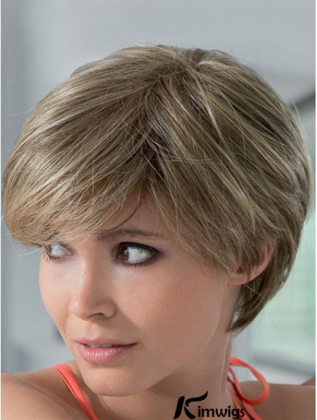 Mono Real Hair Wigs With Lace Front Short Length Boycuts