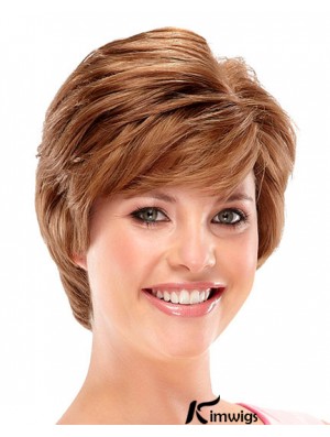 Designed Auburn Short Wavy Layered 6 inch Real Hair Wigs