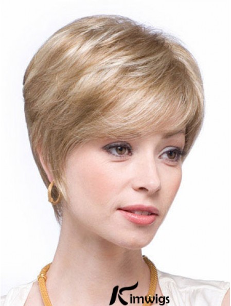 Blonde Real Hair Wigs Blonde Color Straight Style Layered