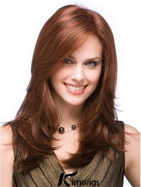 Monofilam Remy Real Long Straight Layered Mono Top Wig