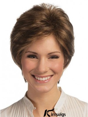 Lace Front Monofilament Real Hair Wigs Short Length Straight Style Boycuts