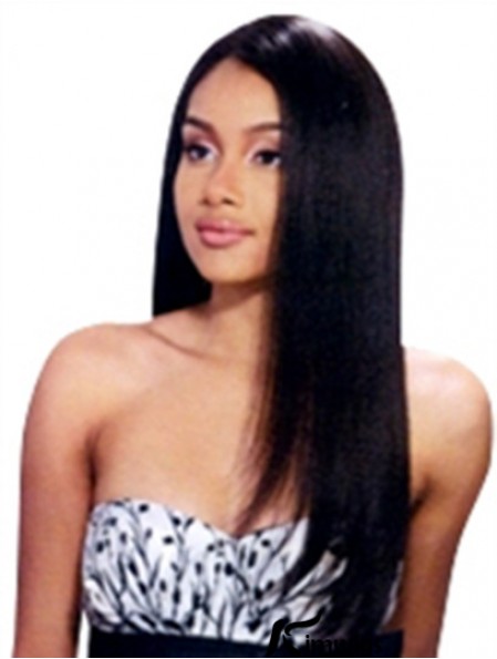 Real Hair Full Lace Wigs True Long Length Black Color