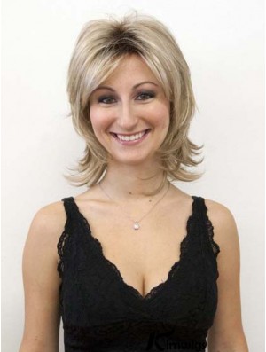 Blonde Wig Synthetic Wigs Layered Cut Straight Style