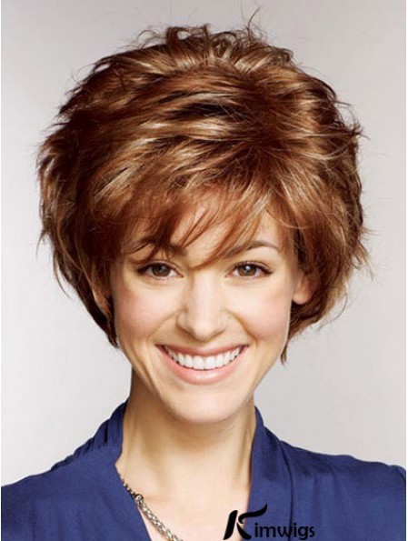 Remy Real Layered Straight Short Auburn Petite Wigs Monofilament