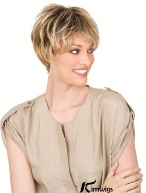 Real Hair Blonde Wigs With Lacr Front Chin Length Straight Style