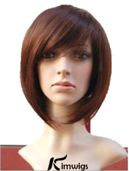 Auburn 10 inch Wavy Short Remy Real Hair Monofilament Bob Wigs