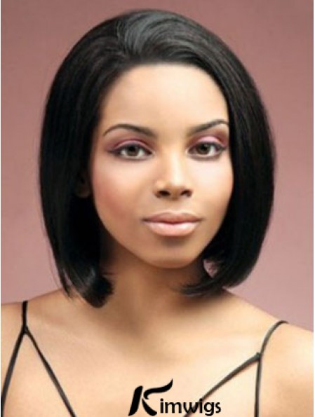 Lace Front Chin Length Yaki Black Stylish Bob Wigs