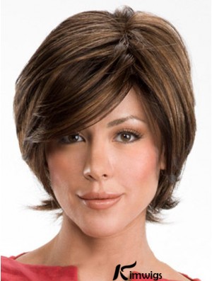 Dark Brown Layerd Cut Ladies Synthetic Wigs With Capless Wavy Style