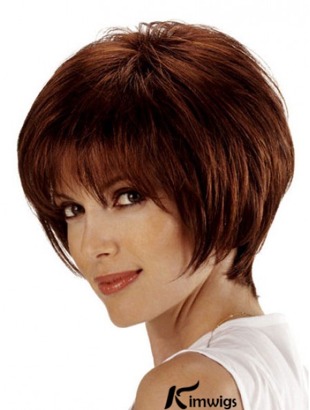 Real Bob Hair Wigs Remy Lace Front Chin Length Auburn Color