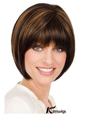 Chin Length Brown Designed 10 inch Straight Bob Wigs