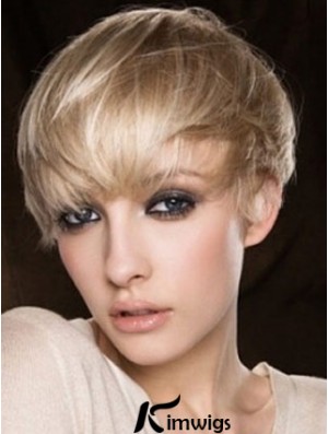 Blonde Real Hair Wig Cropped Length Straight Style Boycuts