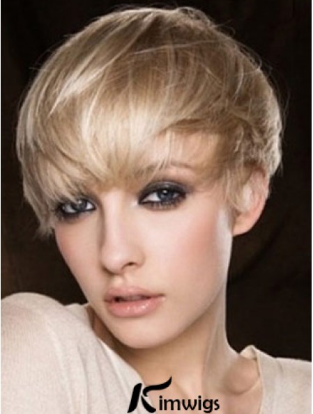Blonde Real Hair Wig Cropped Length Straight Style Boycuts