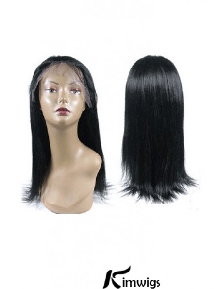 Black Full Lace Straight Long Hand Tied Real Hair Wigs