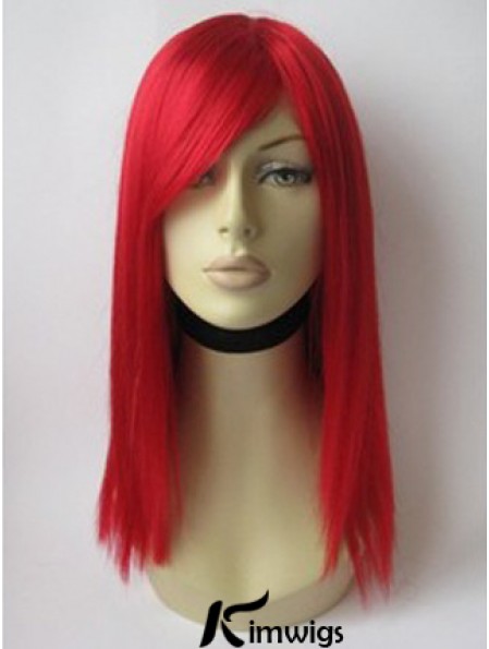 Red Real Hair Wig With Bangs Red Coulr Shoulder Length