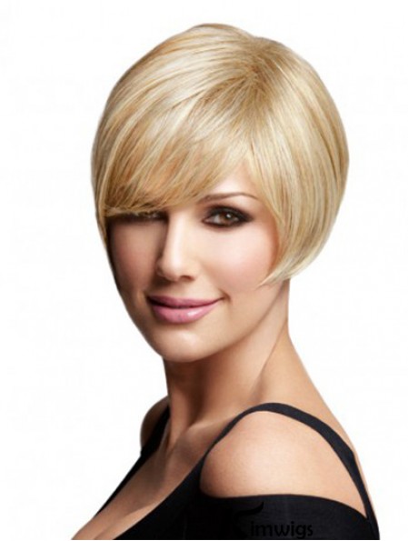 Cheap Bob Wigs Remy Real Full Lace Chin Length Blonde Color