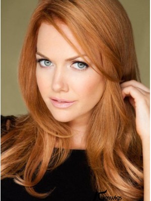 Without Bangs Long Copper Straight 18 inch High Quality Human Hair Karen Gillan Wigs